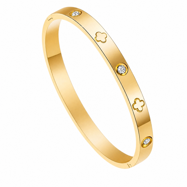 The Luxe Clover Bangle (Silver, Gold & Rose Gold)